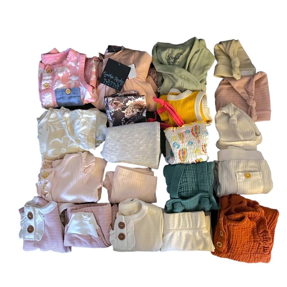 TAHARI - CYNTHIA ROWLEY - BURT'S BEES - ANDY & EVAN - 20pc Baby Girl Clothes Lot